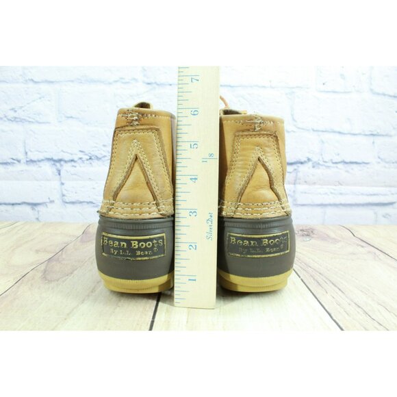 LL Bean Brown Leather Lace-Up Round Toe Unlined Ankle Duck Boots Size 7 M - Picture 6 of 10